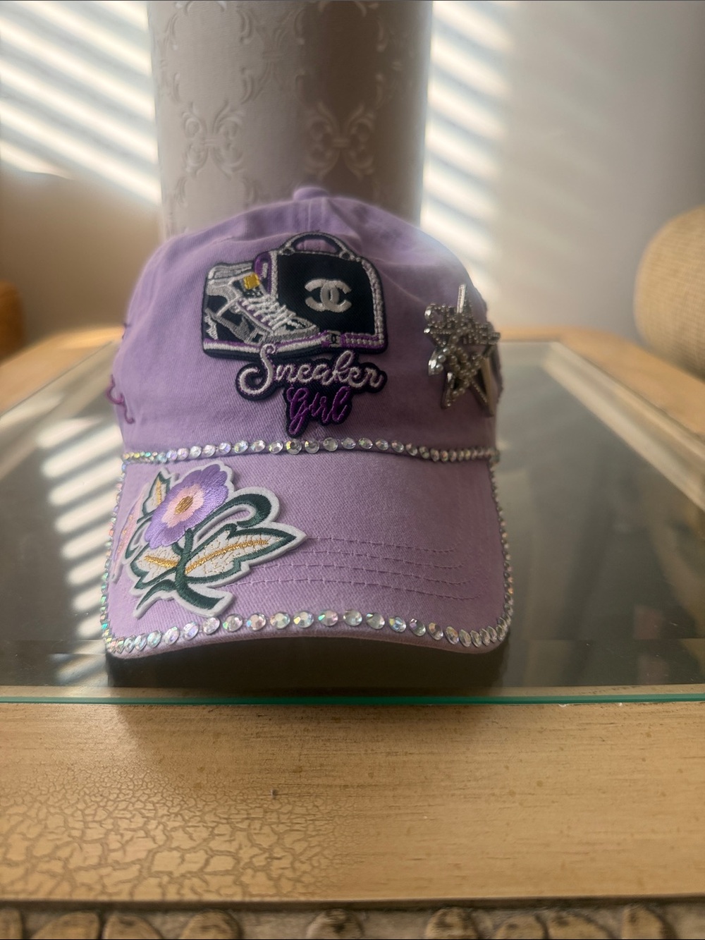 Embellished Lavender Baseball Cap